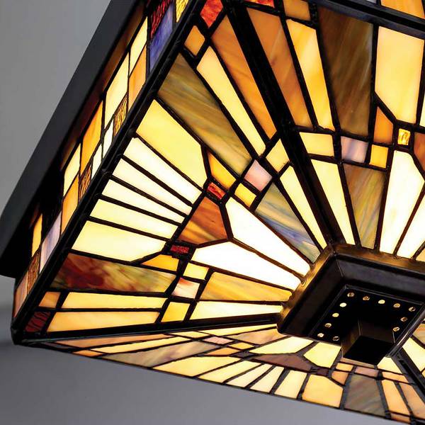 Deckenleuchte Inglenook Stahl / Farbglas - Grau - 1-flammig