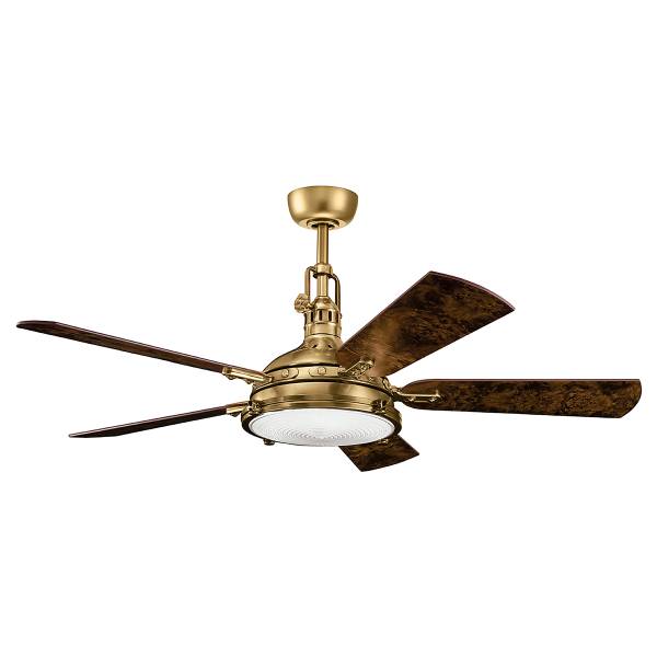 Ventilatore da soffitto Hatteras Ottone - Acciaio - Vetro opale - 142 x 57 x 142 cm