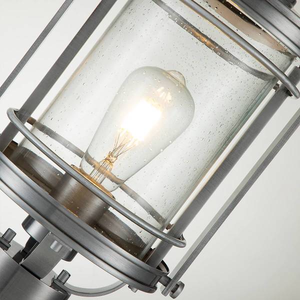 Borne lumineuse Booker Argenté - Aluminium - Acier - Verre clair - 22 x 47 x 19 cm