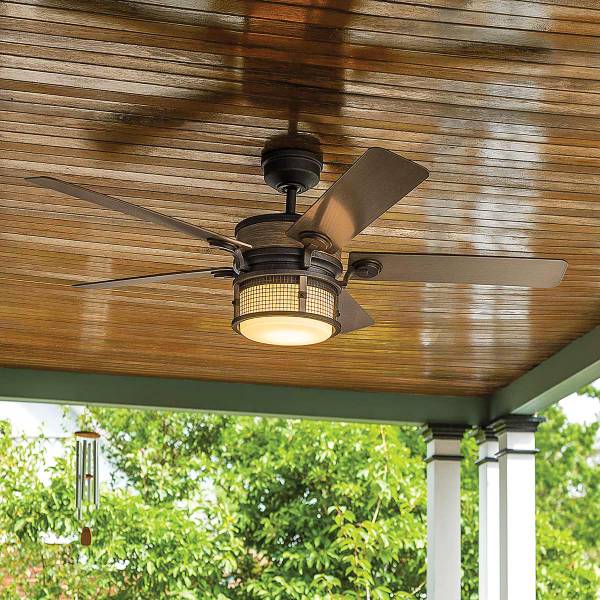 Ventilatore da soffitto Ahrendale Grigio - Acciaio - Vetro opale - ABS - 152 x 42 x 152 cm