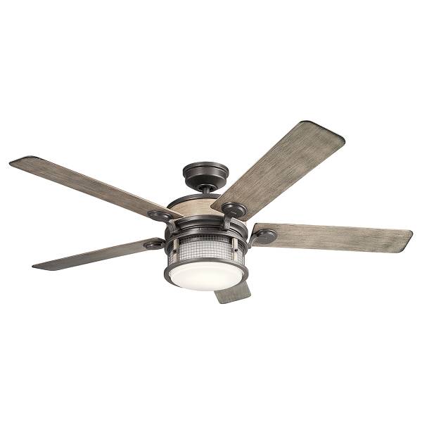 Ventilatore da soffitto Ahrendale Grigio - Acciaio - Vetro opale - ABS - 152 x 42 x 152 cm