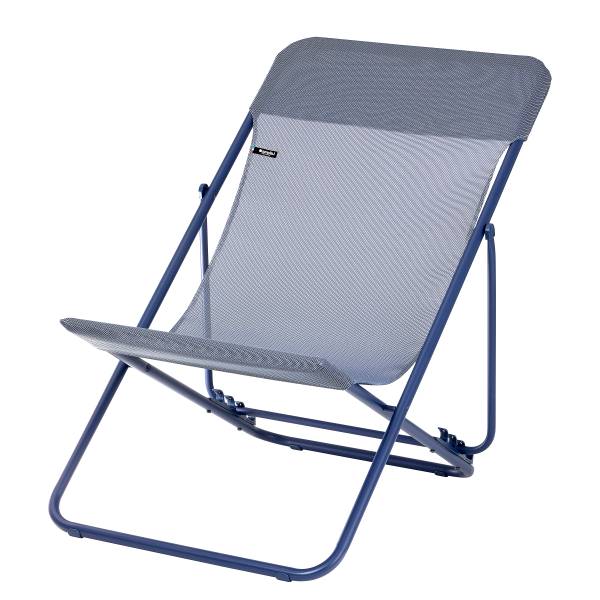Liegestuhl Transat mit Klappfunktion Blau - Stahl - 62 x 82 x 77 cm