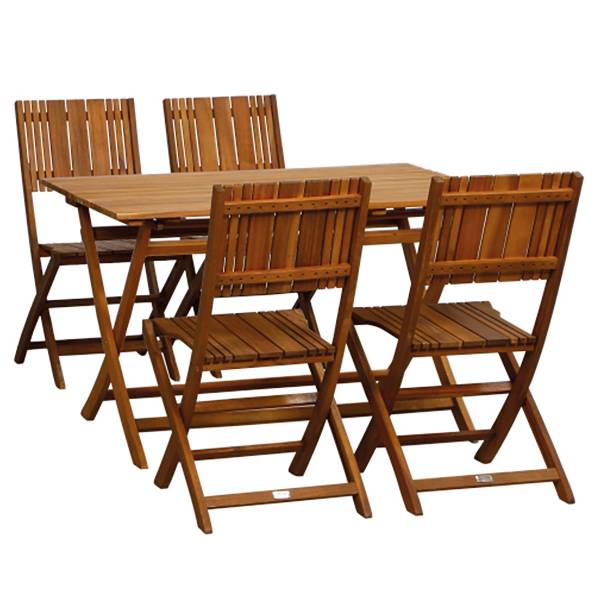 Gartensitzgruppe Falun 5er-Set Braun - Massivholz - 46 x 88 x 57 cm