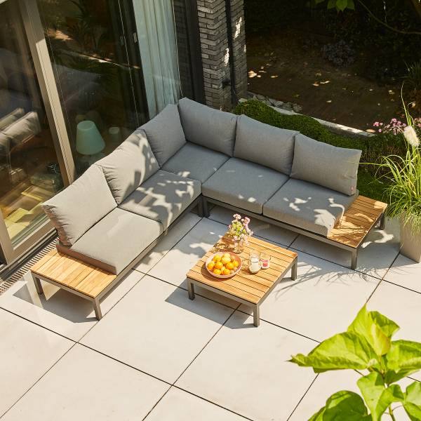 Ensemble de jardin Alvida - 4 élém. Noir - Marron - Aluminium - 204 x 84 x 172 cm