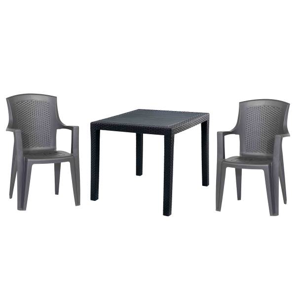 Tuinset Eden set van 3 zwart - polypropeen - 55 x 91 x 46 cm
