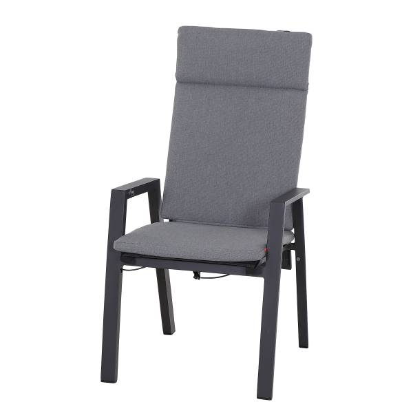 Gartenrelaxsessel Valencia Schwarz - Grau - Aluminium - 59 x 112 x 68 cm
