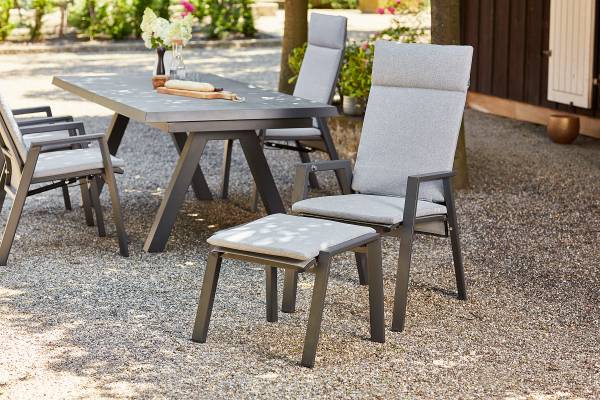 Gartenrelaxsessel Valencia Schwarz - Grau - Aluminium - 59 x 112 x 68 cm