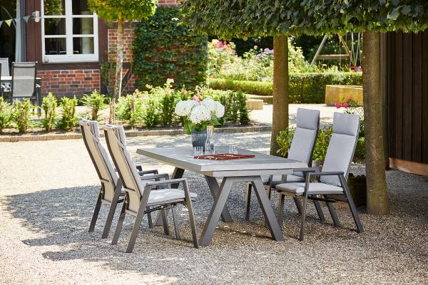 Gartenrelaxsessel Valencia Schwarz - Grau - Aluminium - 59 x 112 x 68 cm