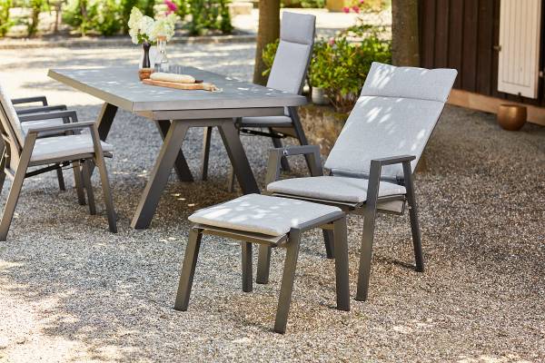 Gartenrelaxsessel Valencia Schwarz - Grau - Aluminium - 59 x 112 x 68 cm