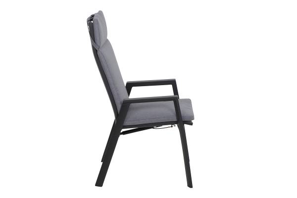 Gartenrelaxsessel Valencia Schwarz - Grau - Aluminium - 59 x 112 x 68 cm