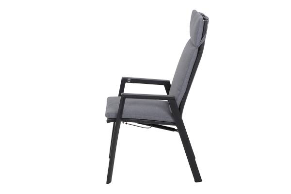 Gartenrelaxsessel Valencia Schwarz - Grau - Aluminium - 59 x 112 x 68 cm
