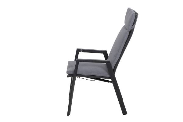 Gartenrelaxsessel Valencia Schwarz - Grau - Aluminium - 59 x 112 x 68 cm