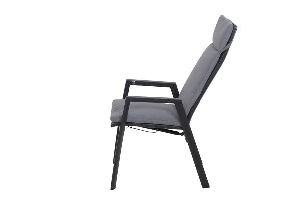 Gartenrelaxsessel Valencia Schwarz - Grau - Aluminium - 59 x 112 x 68 cm