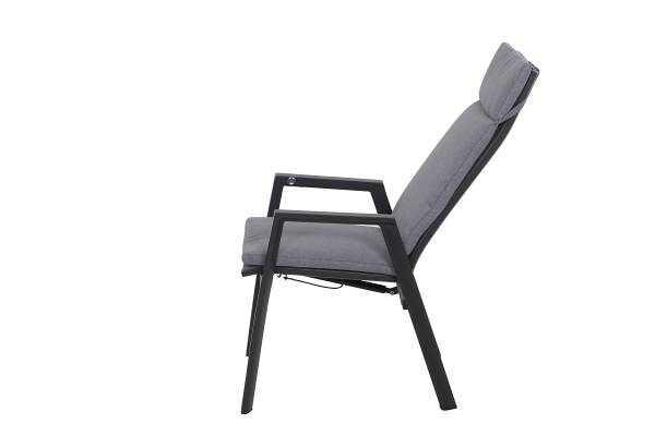 Gartenrelaxsessel Valencia Schwarz - Grau - Aluminium - 59 x 112 x 68 cm