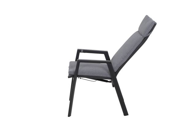 Gartenrelaxsessel Valencia Schwarz - Grau - Aluminium - 59 x 112 x 68 cm