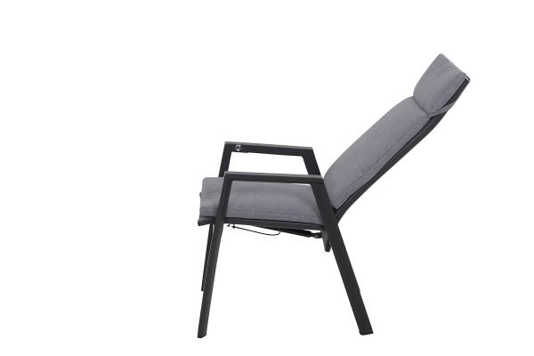 Gartenrelaxsessel Valencia Schwarz - Grau - Aluminium - 59 x 112 x 68 cm