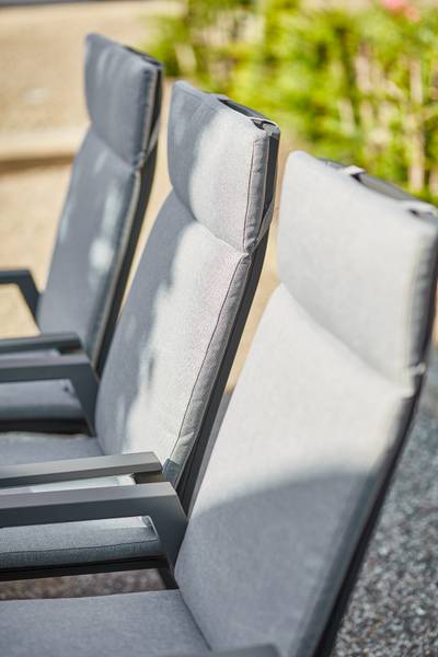 Gartenrelaxsessel Valencia Schwarz - Grau - Aluminium - 59 x 112 x 68 cm