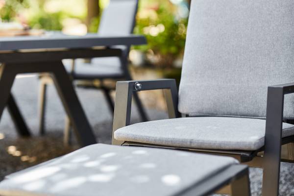 Gartenrelaxsessel Valencia Schwarz - Grau - Aluminium - 59 x 112 x 68 cm