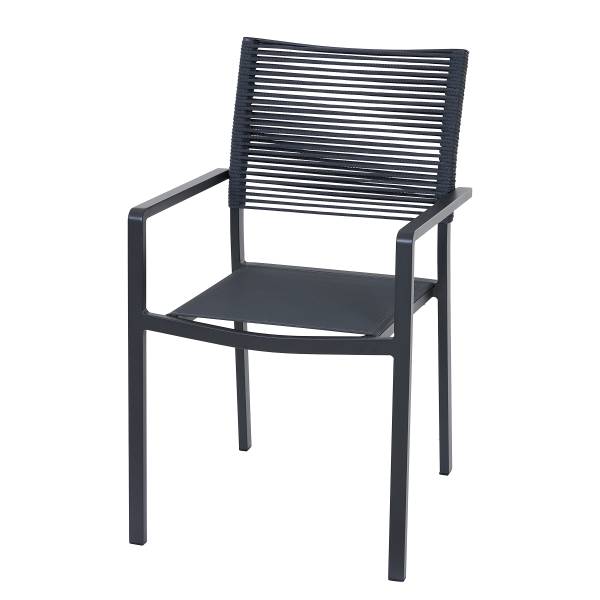 Stapelstuhl Leeds Grau - Aluminium - Polyester PVC - 54 x 88 x 58 cm