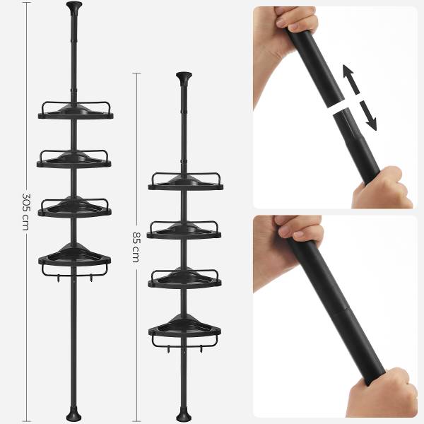 Duschregal Corner Schwarz - Polypropylen - 35 x 85 x 25 cm