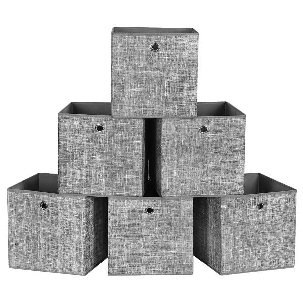 Boîte rangement Bixec lot de 6 Gris - Tissu mélangé - 30 x 30 x 30 cm