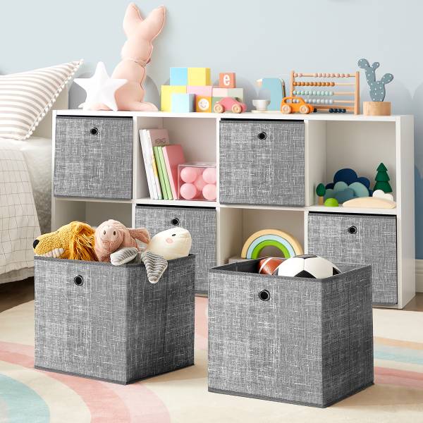 Boîte rangement Bixec lot de 6 Gris - Tissu mélangé - 30 x 30 x 30 cm