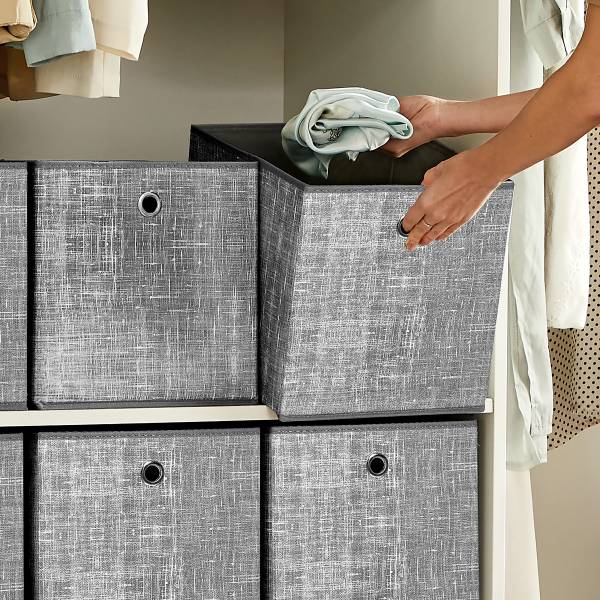 Boîte rangement Bixec lot de 6 Gris - Tissu mélangé - 30 x 30 x 30 cm
