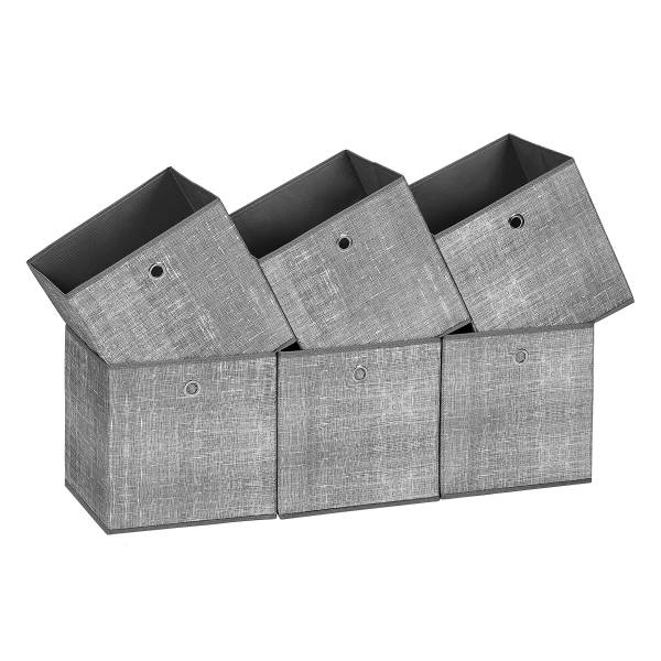 Boîte rangement Bixec lot de 6 Gris - Tissu mélangé - 30 x 30 x 30 cm