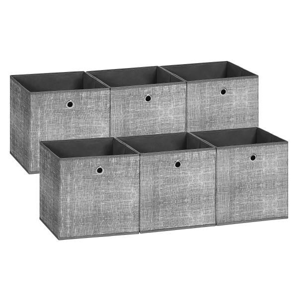 Boîte rangement Bixec lot de 6 Gris - Tissu mélangé - 30 x 30 x 30 cm