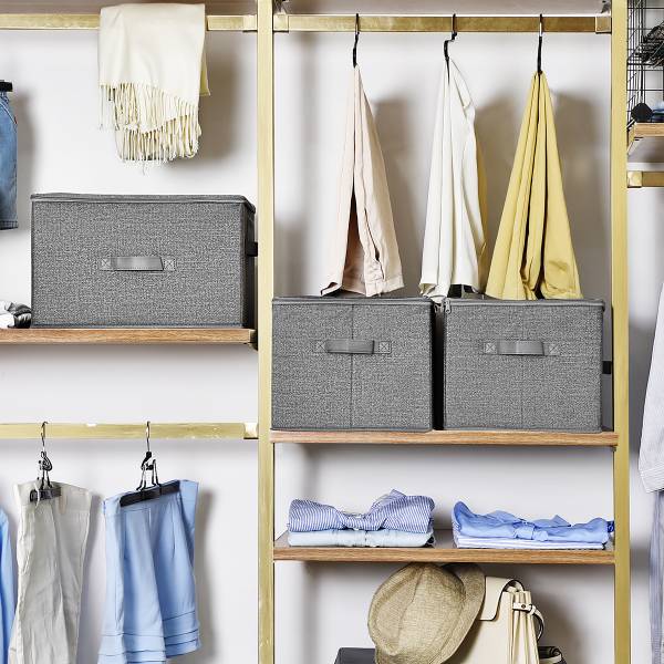 Aufbewahrungsbox Rulls 3er-Set Grau - Mischgewebe - 40 x 25 x 30 cm
