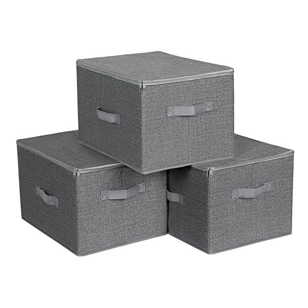 Aufbewahrungsbox Rulls 3er-Set Grau - Mischgewebe - 40 x 25 x 30 cm
