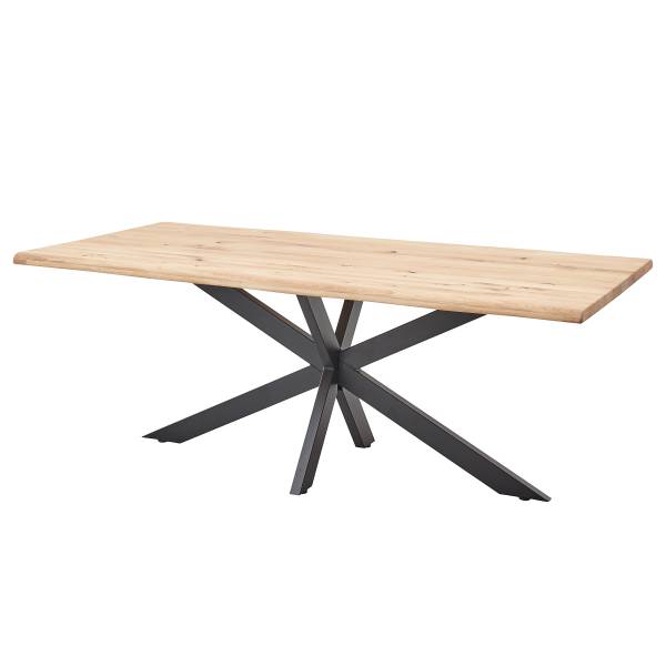 Esstisch TOOLA mit Massivholzplatte Eiche massiv / Eisen