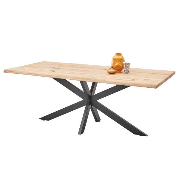 Esstisch TOOLA mit Massivholzplatte Eiche massiv / Eisen