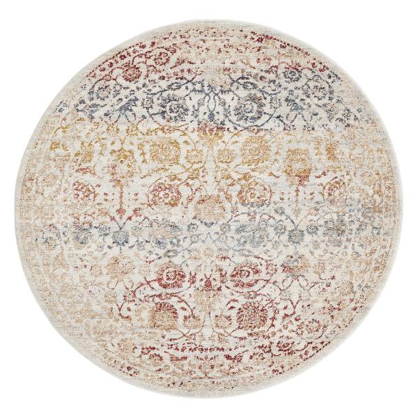 Tapis à poils courts Rocco Multi rond Tissu - multicolore
