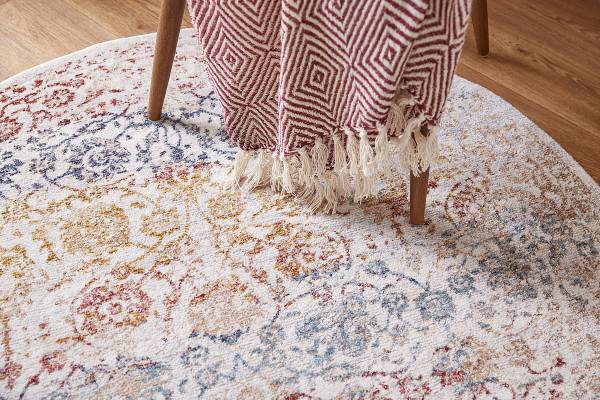 Tapis à poils courts Rocco Multi rond Tissu - multicolore