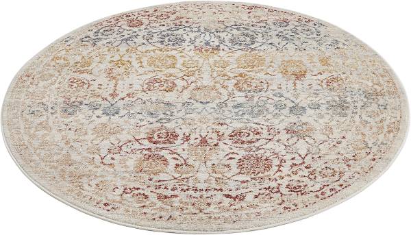 Tapis à poils courts Rocco Multi rond Tissu - multicolore