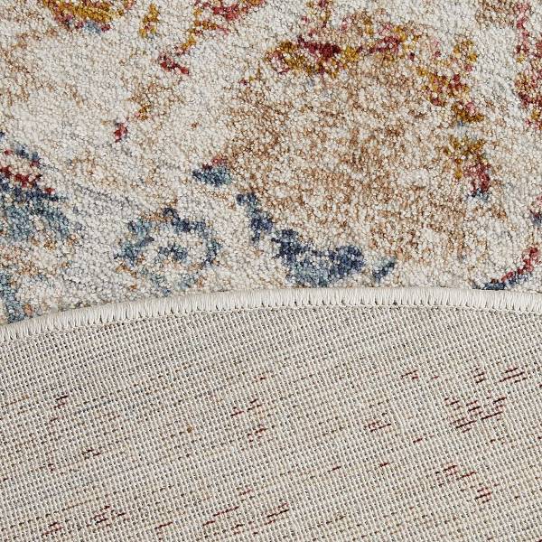 Tapis à poils courts Rocco Multi rond Tissu - multicolore