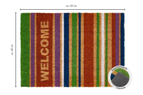Fußmatte Kokos Welcome Beige - Kokosfasern - 40 x 1.5 x 60 cm