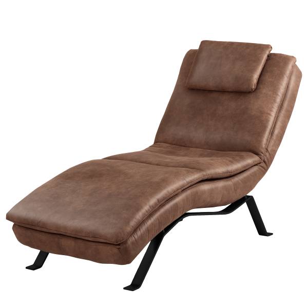 Chaise longue Kanan Vera pelle Arelia: noce moscata - Nero