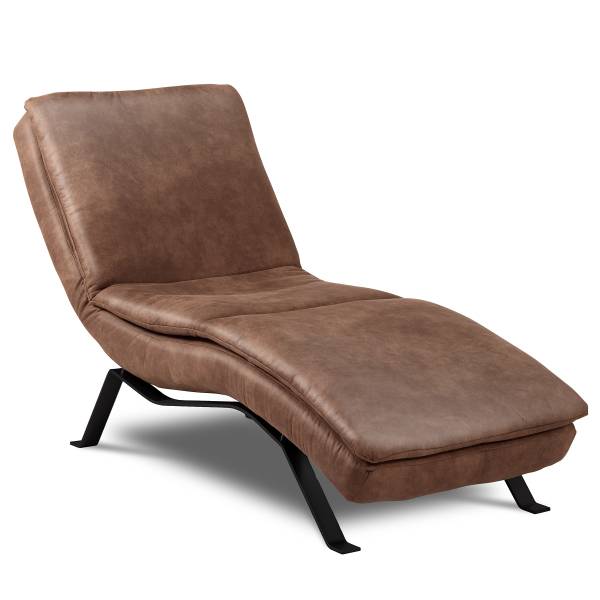 Chaise longue Kanan Vera pelle Arelia: noce moscata - Nero