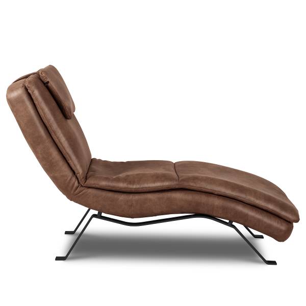 Chaise longue Kanan Vera pelle Arelia: noce moscata - Nero