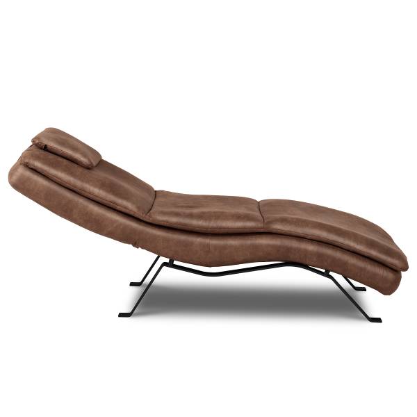 Chaise longue Kanan Vera pelle Arelia: noce moscata - Nero