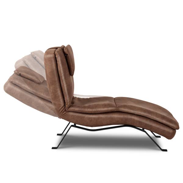 Chaise longue Kanan Vera pelle Arelia: noce moscata - Nero
