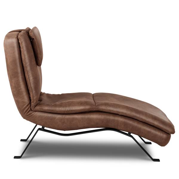 Chaise longue Kanan Vera pelle Arelia: noce moscata - Nero