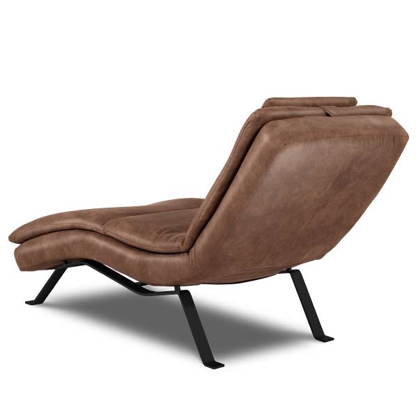 Chaise longue Kanan Vera pelle Arelia: noce moscata - Nero