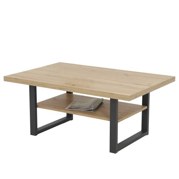 Table basse Abadau Imitation chêne artisan / Noir