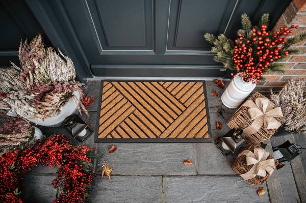 Paillasson Mix Mats - Crossings Fibres de coco / Caoutchouc - Marron / Noir