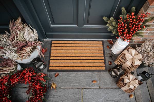 Fußmatte Mix Mats Striped Kokosfasern / Gummi - Braun / Schwarz