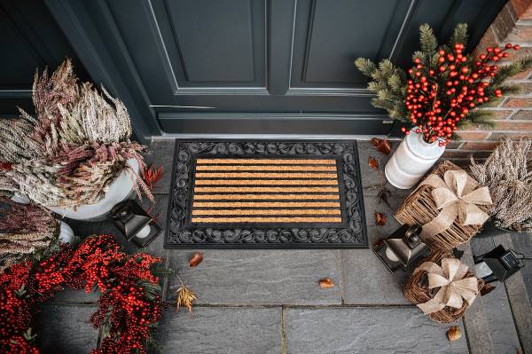 Deurmat Mix Mats Panama kokosvezels/rubber - bruin/zwart