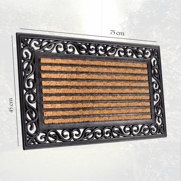 Deurmat Mix Mats Panama kokosvezels/rubber - bruin/zwart